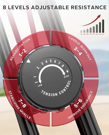 HAPBEAR Folding Exercise Bike Magnetic Foldable Stationary Bike, 3 in 1 Mode Indoor Upright Fitness Workout X-Bike with 8-Level Resistance and Arm Resistance Band, Pulse Sensor,LCD Monitor - Image 3