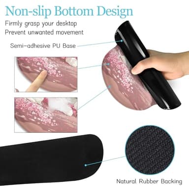 LIMKRIAN Anime Cat Mouse Pad Set, XXL Gaming Mouse Pad with Wrist Rest, Keyboard Mat, Cat Coaster, Cute Office Desk Decor Accessories, Pink Lycra - Image 4