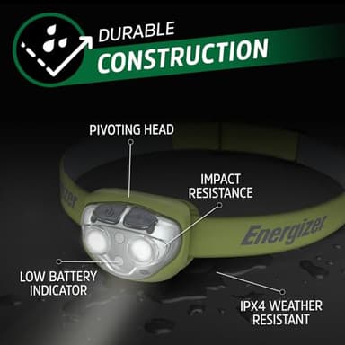 Energizer PRO-400 Rechargeable LED Headlamp (2-Pack), IPX4 Water Resistant, High-Powered Bright LED, Multiple Light Modes, Best Headlight for Camping, Running, Outdoors, Emergency Light, USB Included - Image 9