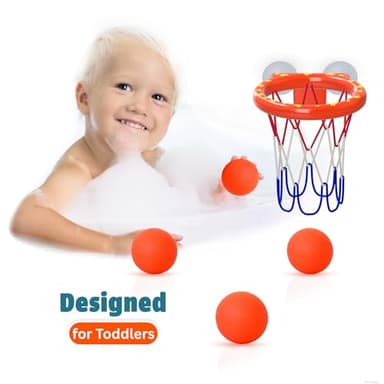 Bath Toys – Bathtub Basketball Hoop for Toddlers, Kids, Boys and Girls | 4 No-Hole Balls & Strong Suction Cups | Fun Basketball Bath Toy for Toddlers - Image 8