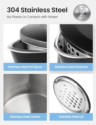 COMFEE' 1.7L Double Wall Electric Tea Kettle and Kettle Water Boiler, 100% Stainless Steel Interior & Lid & Spout, Two-Level Wide Open Lid, 1500W Fast Boiling, Auto-Off and Boil-Dry Protection - Image 4