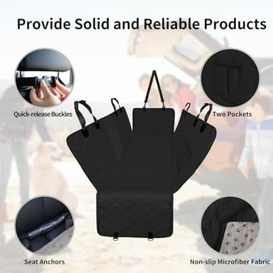 Easy-Going Waterproof Dog Car Seat Cover for Back Seat with Storage Pocket, Leakproof Washable Heavy Duty Scratch Proof Nonslip Durable Protector Covers for Cars Trucks and SUVs (59"x63", Black) - Image 4