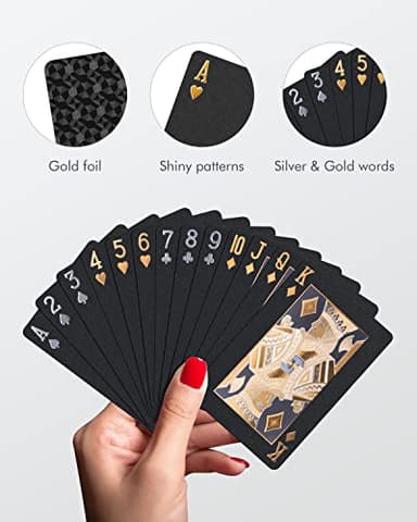 BIERDORF Diamond Waterproof Black Playing Cards, Poker Cards, HD, Deck of Cards (Black) - Image 2