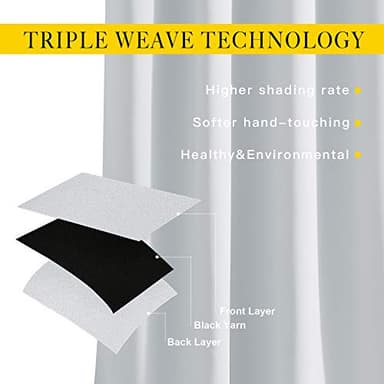 NICETOWN Room Darkening Curtains for Living Room - Easy Care Solid Thermal Insulated Grommet Panels/Drapes for Bedroom (2 Panels, 52 by 84, Greyish White) - Image 5