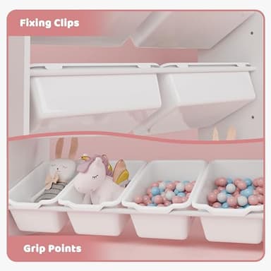 Xilingol Kids Toy Storage Organizer, 4-Tier Toy Organizers W/8 Removable Storage Bins, Kid Bookshelf and Toy Storage for Study Room, Bedroom, Kids Room, Classroom, Nursery - Image 5