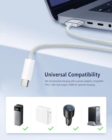 DERLULU USB-C to Magnetic 3 Fast Charge Cable (2 m/6.6 ft), USB C Cable Compatible with MacBook Air (15/13-inch M3 2024, 15-inch M2 2023, 13-inch M2 2022), MacBook Pro (16/14-inch 2023/2021), Silver - Image 7