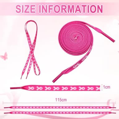 Daifunli 30 Pairs Pink Ribbon Shoe Laces 45'' Breast Cancer Awareness Shoelaces for Fundraising Walks Sports Football Boot(Pink) - Image 2