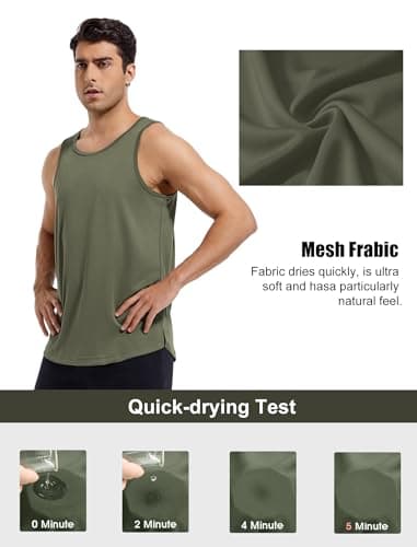 TELALEO 5 Pack Men's Workout Tank Tops Sleeveless Mesh Muscle Gym Shirt Quick Dry M - Image 3