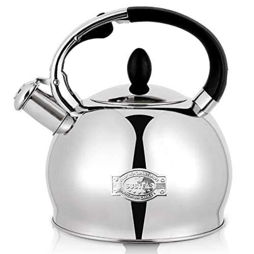 SUSTEAS Stove Top Whistling Tea Kettle - Food Grade Stainless Steel Teakettle Teapot with Cool Touch Ergonomic Handle, With 1 Silicone Pinch Mitt Included,2.64 Quart(SILVER) - Image 1