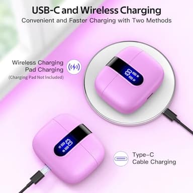 TAGRY Bluetooth Headphones True Wireless Earbuds 60H Playback LED Power Display Earphones with Wireless Charging Case IPX5 Waterproof in-Ear Ear buds with Mic for TV Smart Phone Laptop Computer Sports - Image 3