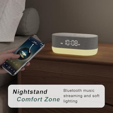 HOUSBAY 3 in 1 Sound Machine Alarm Clock& Wireless Charger: Soothing White Noise, Bluetooth Music Relaxation & Customized Sleep-Wake Routine - Image 5