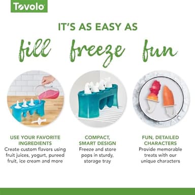 Tovolo Silicone Popsicle Molds with Sticks (Ocean Friends) - Ice Pop Molds with 4 Cavities for Homemade Flavored Ice Pops & Frozen Snacks - Popsicle Maker with Drip-Guards, Dishwasher Safe & BPA-Free - Image 4