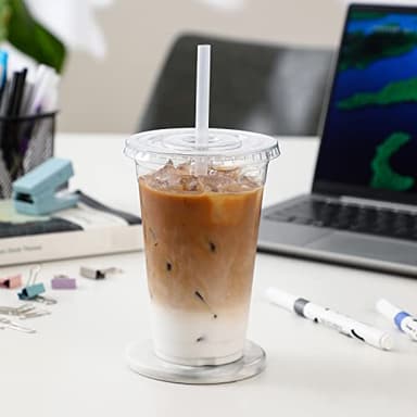 AOZITA 120 Sets - 16 oz Clear Plastic Cups with Lids, Disposable Cups With Straw Slot Lids for Cold Drinks, Milkshake, Smoothie, Iced Coffee and TO-GO Drinkings - Image 4