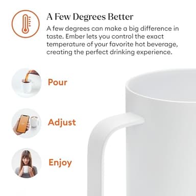 Ember Temperature Control Smart Mug 2, 14 Oz, App-Controlled Heated Coffee Mug with 80 Min Battery Life and Improved Design, White (Renewed) - Image 7