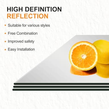 Delma Glass Full Length Wall Mirror Tiles, 14'' x 12'' 4PCS, Frameless Body Tiles for Bedroom, Mounted Home Gym, Door - Image 5