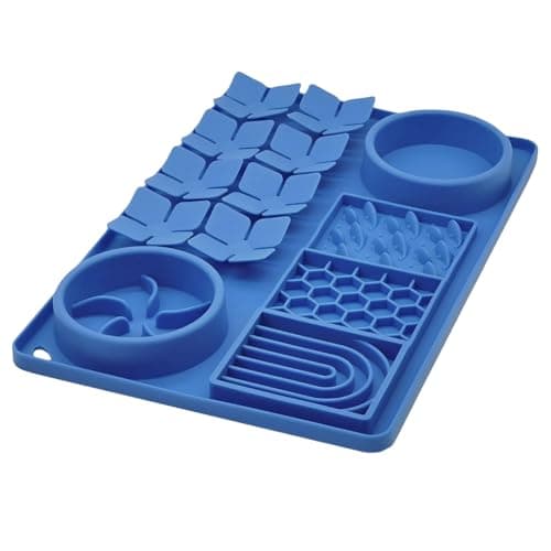 Evenco Slow Feeder Bowl, Silicone Lick Mat with Suction Cups for Dog Cat, Snuffle Mat for Pet Smell Training, Puzzle Toys for Bored Puppy, Interactive Sniff Mat for Slow Eating and Keep Busy, Blue - Image 1
