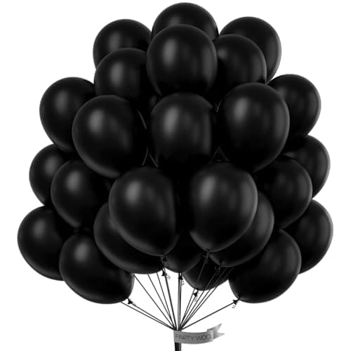 PartyWoo Black Balloons 101 pcs 12 Inch Matte Black Latex Helium Balloons for Graduation Halloween New Year Anniversary Birthday Retirement Party Decorations Black-Y18 - Image 1