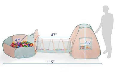 UTEX 3 in 1 Pop Up Play Tent with Tunnel, Ball Pit for Kids, Boys, Girls, Babies and Toddlers, Indoor/Outdoor Playhouse - Image 3