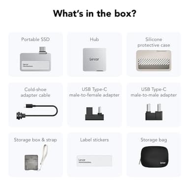 Lexar 1TB Professional Go Portable SSD w/Hub, Supports Apple 4K 60fps ProRes, Up to 1050MB/s, USB 3.2 Gen 2, Rugged, IP65, Ultracompact, Compatible w/iPhone 15/16, External SSD (LSL400S001T-RNSNU) - Image 9