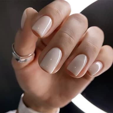 Modelones White Press on Nails, Short Square Fake Nails, Reusable Nail Kit with Nail Glue Adhesive Tabs Mini Nail File, Fall Halloween Nails Press Ons 32Pcs16 Sizes, Women Girl Gift - Image 1