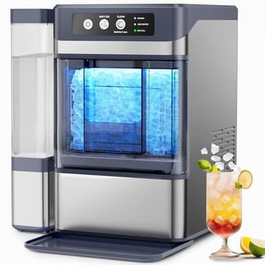 Nugget Ice Maker, 44Lbs/24H with 0.8 Gallon Tank,Soft Chewable Pellet Ice Ready in 5-10min,Stainless Steels Countertop Ice Maker Self-Cleaning Portable Nugget Ice Machine for Kitchens/Home/Office/Bar - Image 1