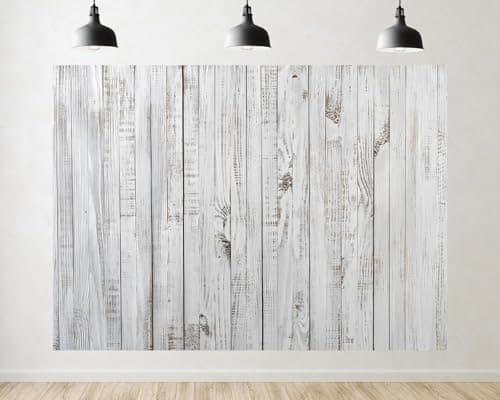 Trykid 7x5FT Vintage Wood Backdrop White Gray Wooden Floor Backdrops Photo Props Baby Shower Birthday Wedding Party Retro Wood Wall Background