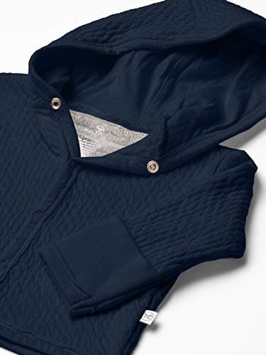 HonestBaby Organic Cotton Matelasse Snap-Front Hooded Jacket, Dark Navy, 18 Months - Image 2