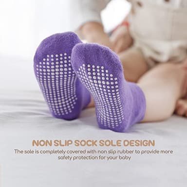 Aroveea Non Slip Grip Ankle Baby Socks 12 Pack for Toddler Boys and Girls Kids,Infant Cute Cotton Baby Socks - Image 4