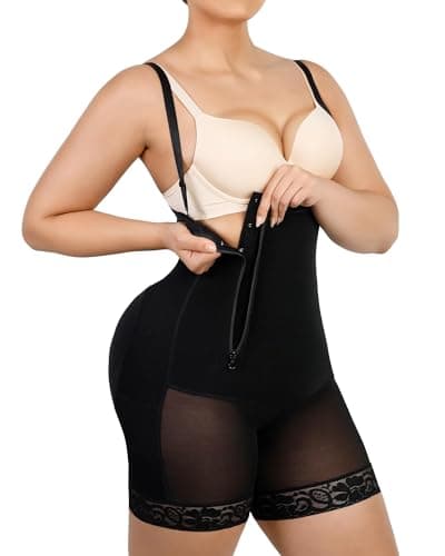 SHAPELLX Black Shapewear High Compression Shapewear Side Zipper Faja Body Shaper Tummy Control Butt Lifter Waist Trainer Bodysuit For Women Extra Firm Tummy (Black, 3X-Large) - Image 1