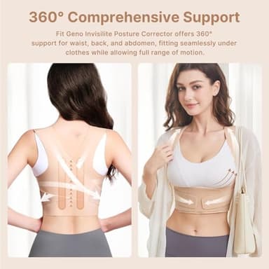 Fit Geno Posture Corrector for Women Invisilite: Invisible Lightweight Back Brace for Neck Shoulder & Upper Back Pain Relief - Improve Posture Correct Hunchback Slouching Under Clothes Medium - Image 3