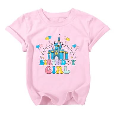 Birthday Girl Shirt Magical Castle Tshirt Birthday Shirts for Kids Funny Birthday Party Gift Tees Cute Graphic Tops A-Pink - Image 1