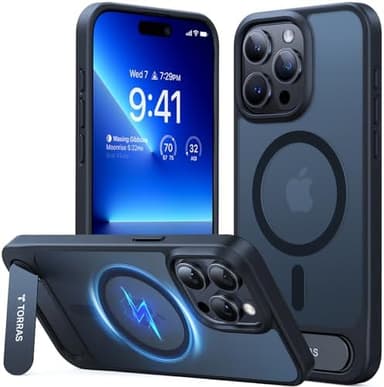 TORRAS for iPhone 15 Pro Max Case Translucent Black | Strong Magnetic & Seamless Stand, Fit for MagSafe, Military-Grade Drop Protection, Sturdy Adjustable Built-in Kickstand, Slim Matte Finish - Image 2