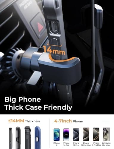 AINOPE for iPhone 17 Pro Max Car Mount Phone Holders for Your Car [Slide Design] Air Vent Phone Mount [Top Clamp] Cell Phone Holder Car Interior Accessories for iPhone Air 17 Pro Max 16 Samsung S25 - Image 5
