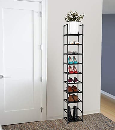 FIDUCIAL HOME 10 Tiers Shoe Rack Space Saving Vertical Single Pairs Sturdy Shoe Shelf Storage Organizer - Image 4