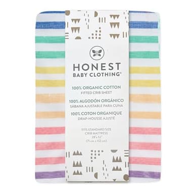 HonestBaby unisex-baby Fitted Crib Sheets Set Standard Mattress, 100% Organic Cotton Baby Boys, Girls, Neutral, 1 Pack - Watercolor World, One Size - Image 2
