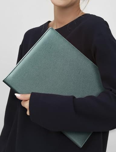 Mymazn Padfolio Portfolio Folder, Faux Leather Interview Resume Folder with Document Organizer & Business Card Holder, Letter-Sized Notepad Legal Pad Holder for Men Women (Grey Green) - Image 6