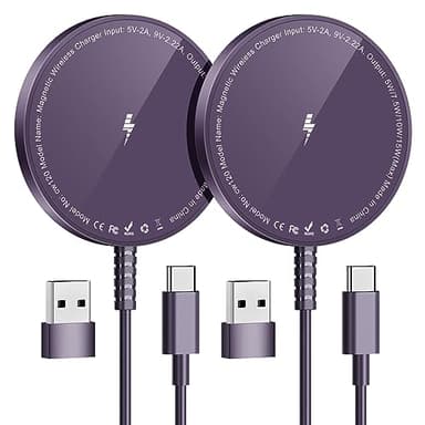 Magnetic Wireless Charger for iPhone: Compatible with Magsafe Charger iPhone 17 16 15 14 13 12 Series & Airpods 4 3 2 Pro-Fast 15W Max Charging Pad Strong Magnet, Dual USB-C/A Ports-Home Office Travel - Image 8