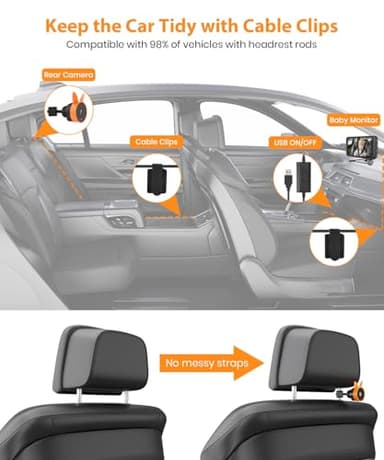 Babyvue USB Baby Car Camera Plug-Play, 4.5" 1080P Easy Setup Backseat Camera with Flexible 360 Rotation, Clear Picture Rear Facing Car Seat Baby Monitor - Image 6
