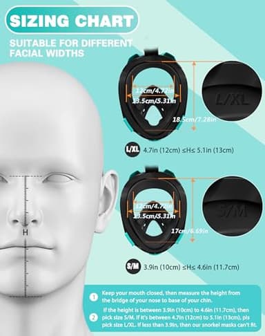 Viginsul Mask Fins Snorkeling Gear for Adults, Full Face Snorkel Mask & Adjustable Swim Fins Snorkel Set, Panoramic View Snorkel Mask Dry Top Anti-Fog Anti-Leak - Image 7