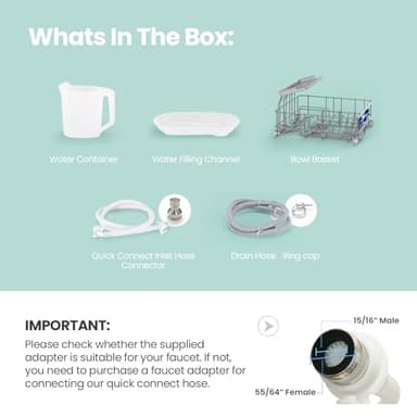 COMFEE' Portable Mini Dishwasher Countertop with 5L Built-in Water Tank for Apartments& RVs, No Hookup Needed, 6 Programs, 360° Dual Spray, 162℉ High-Temp& Air-Dry Function - Image 10