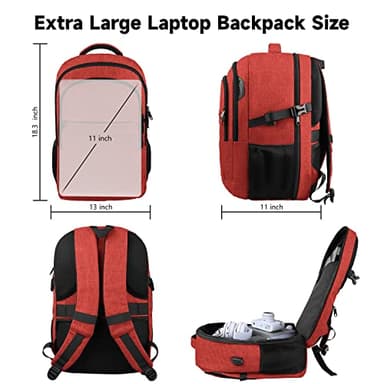 Lapsouno Large Backpack, Travel Laptop Backpack, Carry on Backpack, Sturdy 17 Inch TSA Friendly with USB Port, Water Resistant College School Bag Gifts for Men Women, Wine Red - Image 6