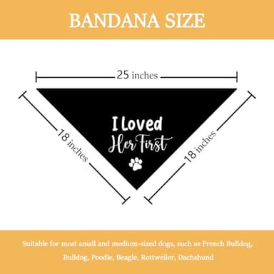 I Loved Her First Wedding Engagement Dog Bandana Valentine's Dog Bandana Black Dog Wedding Engagement Bandana Announcement Pet Accessories for Dog Lover - Image 2
