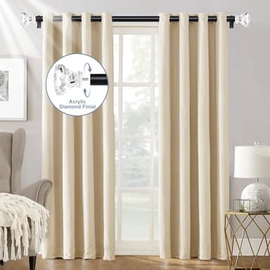 TVWOO Black Decorative Crystal Curtain Rods 36 to 88 Inch:Heavy Duty Adjustable Window Curtains Rods for Living Room Bedroom,Matte Black Modern Acrylic Drapery Rod with Clear Bling Diamond Finials - Image 9