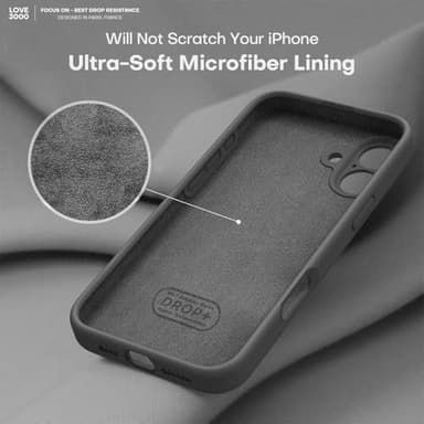 LOVE 3000 Designed for iPhone 16 Case, Premium Silicone with [Soft Anti-Scratch Microfiber Lining] Shockproof Protective Phone Case for Men Women Girls 6.1", Black - Image 5