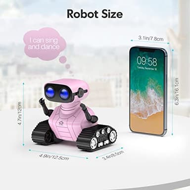 ALLCELE Girls Robot Toy, Rechargeable RC Robot for Kids, Remote Control Toy with Music and LED Eyes, Gift for Children Age 3 Years and Up - Pink - Image 2