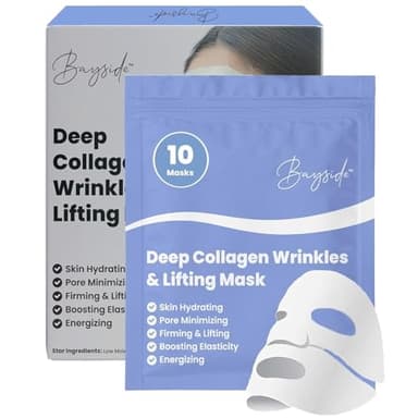 Collagen Face Mask | Hydrating Beauty Skincare Face Mask for Glass Skin, Revitalizing Overnight Collagen Facial Mask for Wrinkles, Selfcare Sheet, Moisturizing Facial Skin Care Product for Women & Men - Image 1