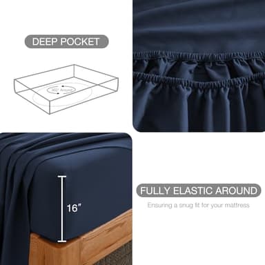 Yibeizi Navy Blue Sheet Set Twin Size, Kids Bedsheets Microfiber Deep Pocket Cute Bed Sheet & Pillowcase Sets 3 Pieces - Image 4