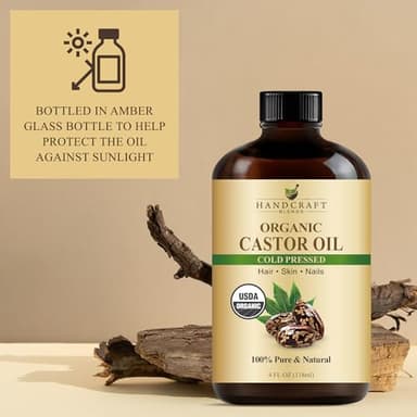 Handcraft Blends Cold-Pressed Organic Castor Oil in Glass Bottle with Lash Brushes - 4 Fl Oz - 100% Pure and Natural - Premium Grade Carrier Oil for Hair Growth, Eyelashes and Eyebrows - Hair and Body - Image 7