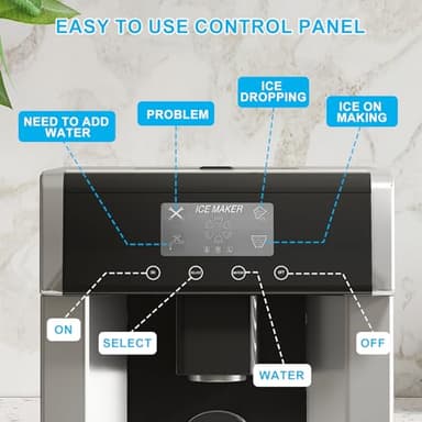 TABU 2-in-1 Bottleless Water Cooler with Ice Maker, Countertop Water Dispenser with 33lbs/Day Ice Maker, Self-Cleaning Ice Machine with Ice Scoop, 3 Size Bullet Cube, Ideal for Home, Office, Party, RV - Image 6