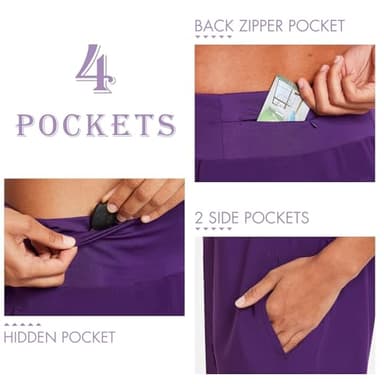 baleaf Womens' 7" Long Athletic Shorts Back Zipper Pocket Lightweight Quick Dry Plus Size Running Workout Shorts with Liner Purple Size XXL - Image 3
